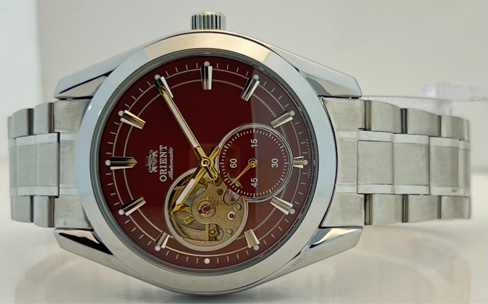Luxurious Men’s Orient Contemporary Open Heart Automatic Brown Dial Wristwatch
