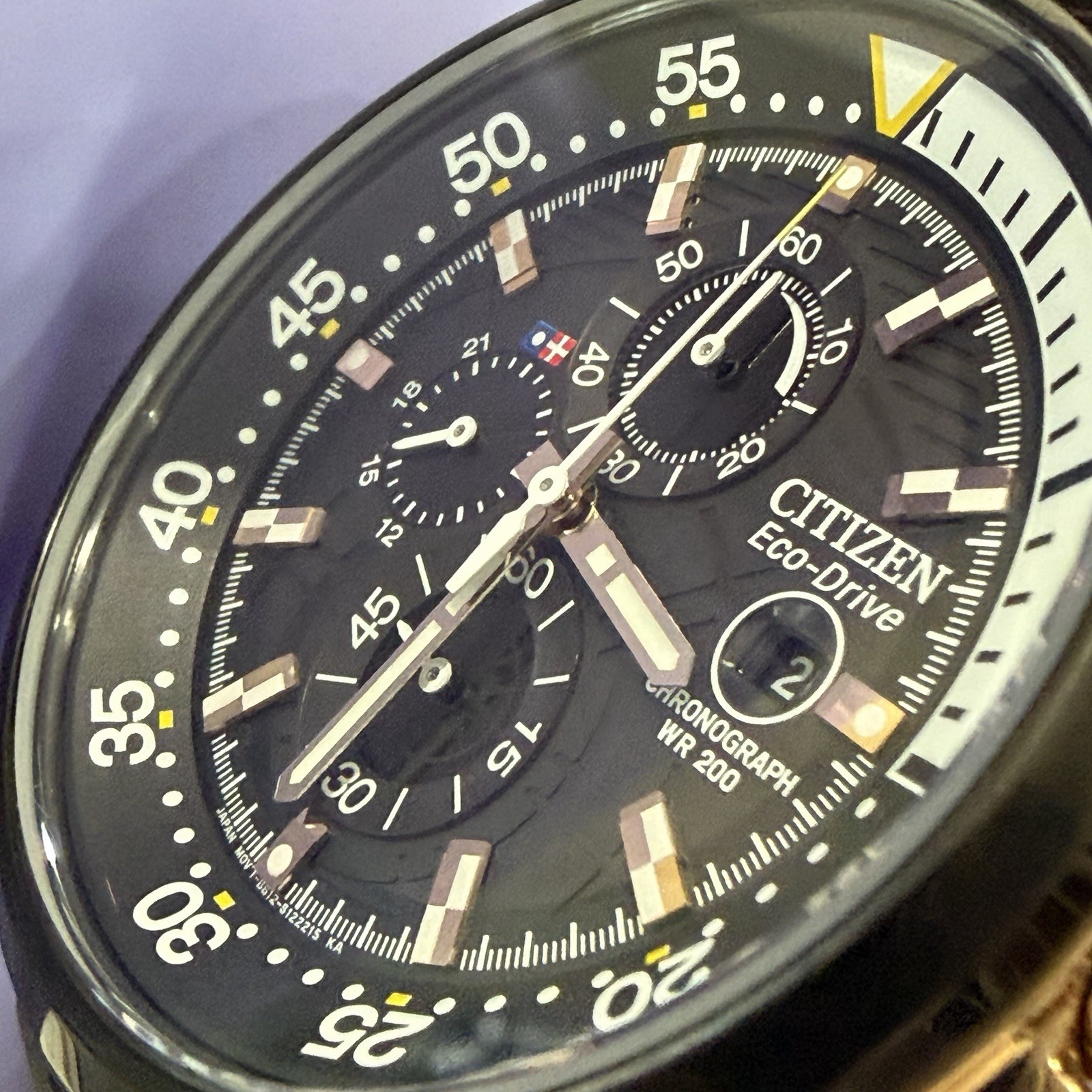 CITIZEN Eco-Drive Chronograph CA0448-08E 46mm 20ATM Solar Men’s Watch Black Dial