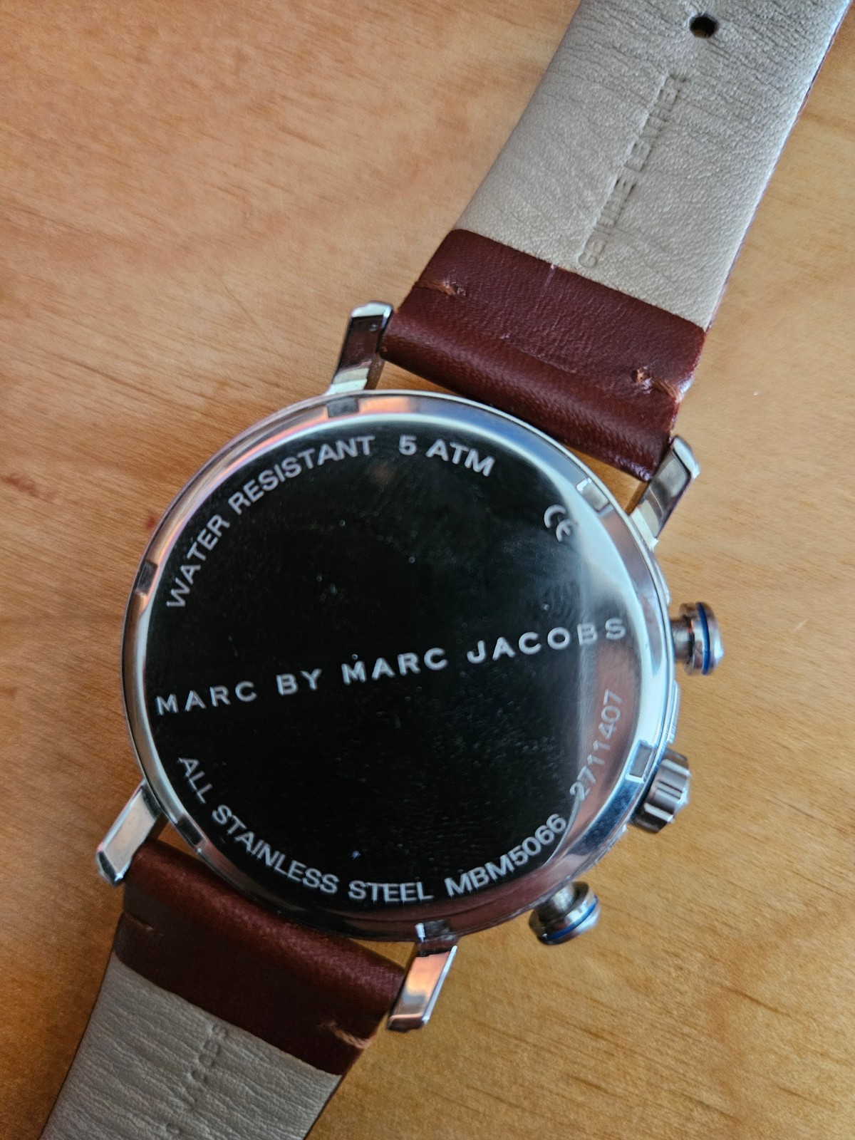 Marc Jacobs Men’s Fergus Chrono Blue Dial Brown Genuine Leather Watch MBM5066