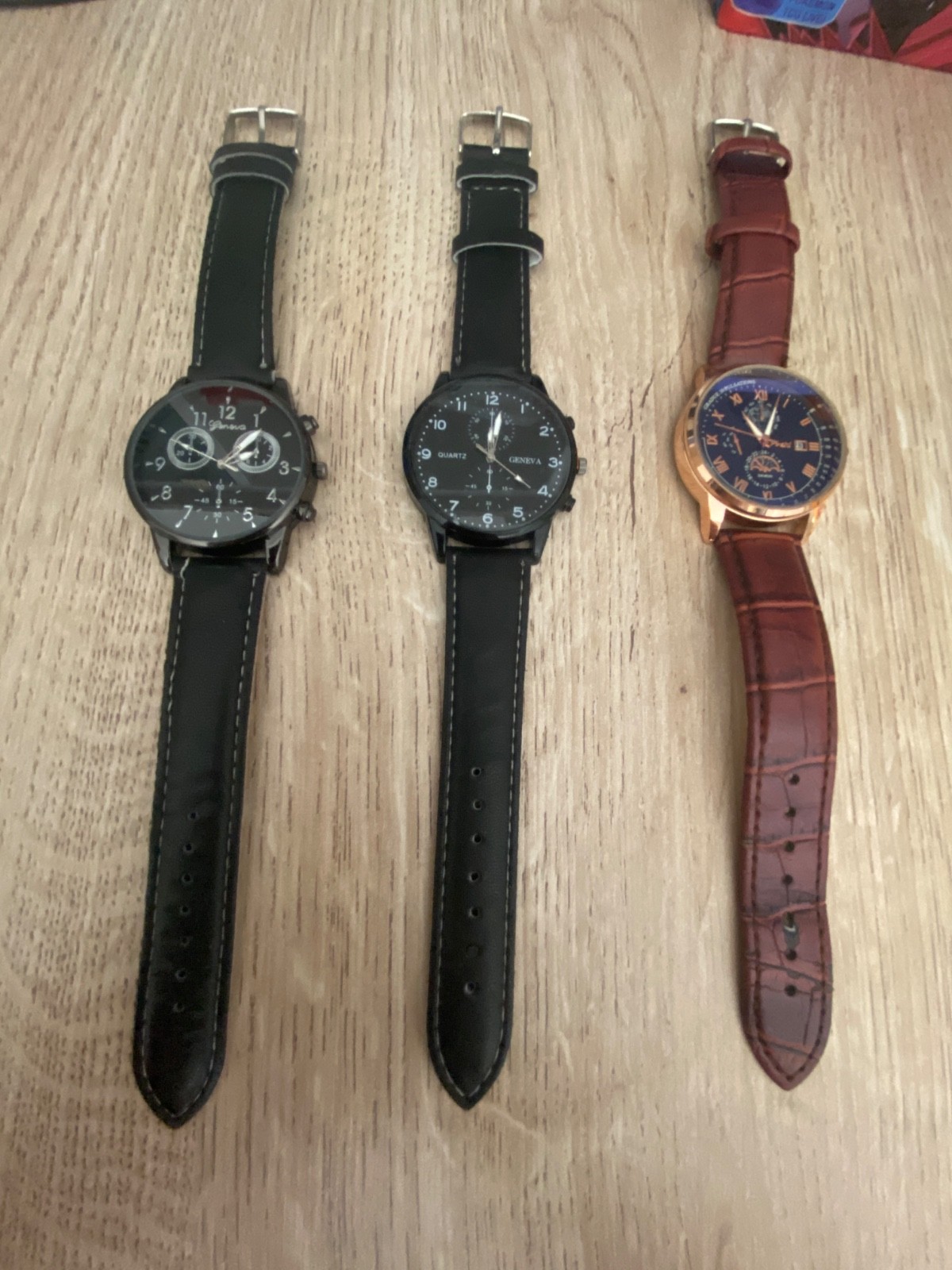 Vintage Geneva & POSHI Men’s Watch Lot Of 3 Quartz Untested Repair Parts