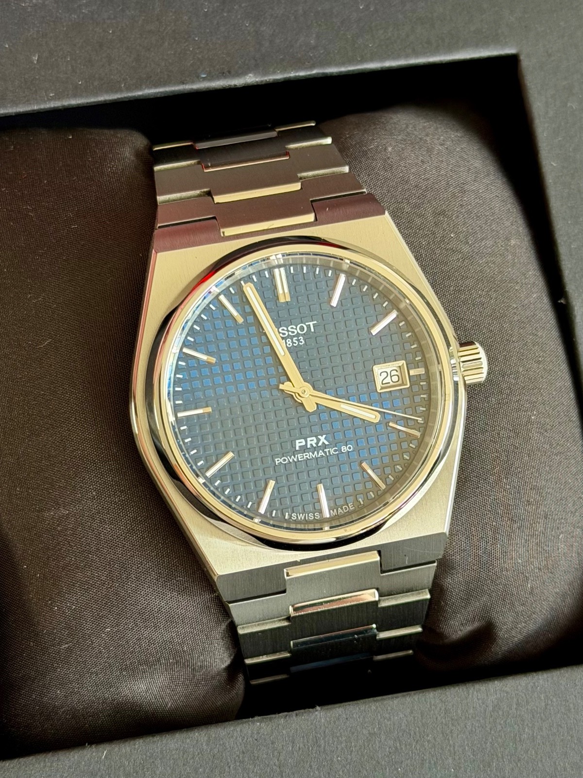 Tissot PRX Titanium 38mm, blue dial, powermatic 80 automatic