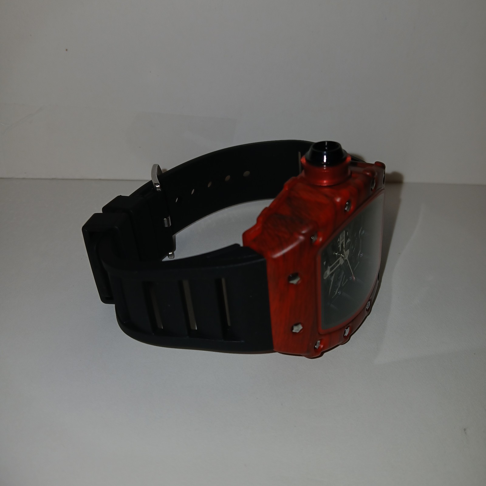 BiBi Quartz Watch Grey Dial Black Red Case Black Strap B0041