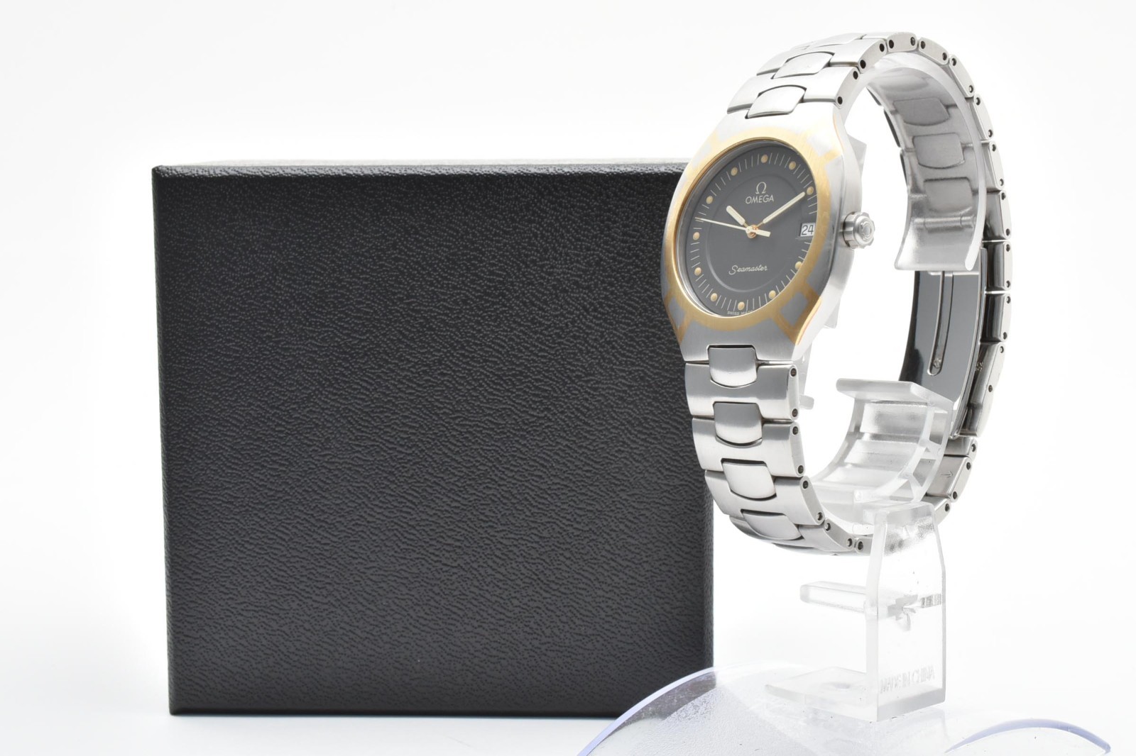 [Near MINT] OMEGA Seamaster Polaris 396.1022 Men’s Black Dial Quartz Watch JAPAN