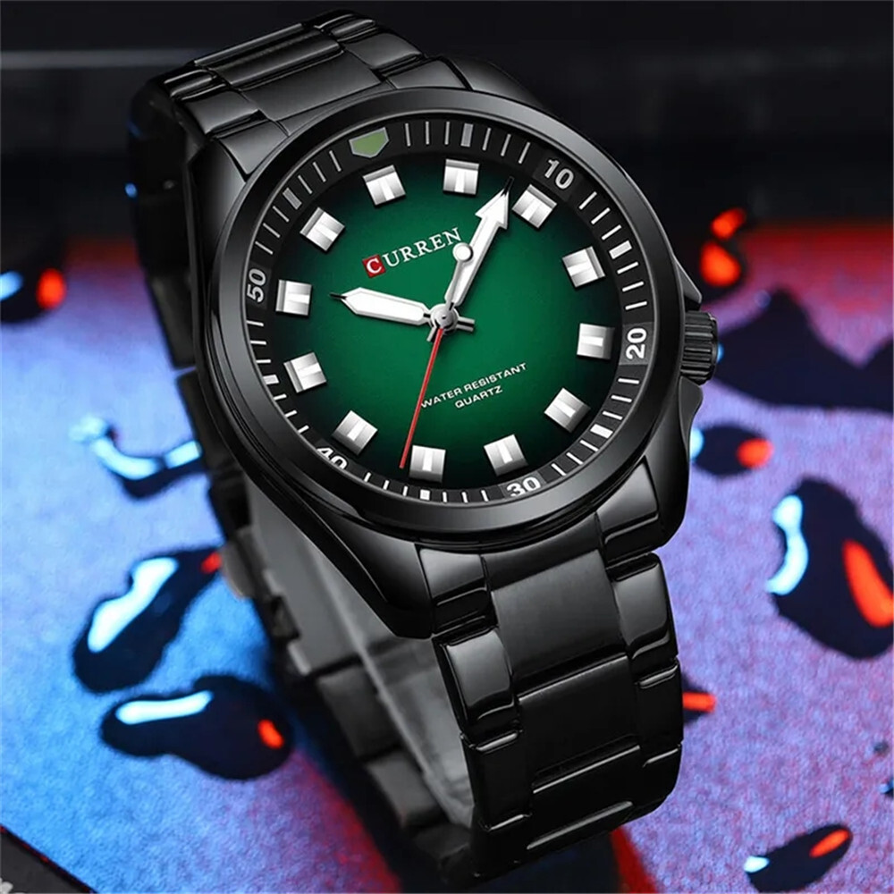 CURREN Men Quartz Watch Stainless Steel Luminous Wristwatch Male Sport Watches