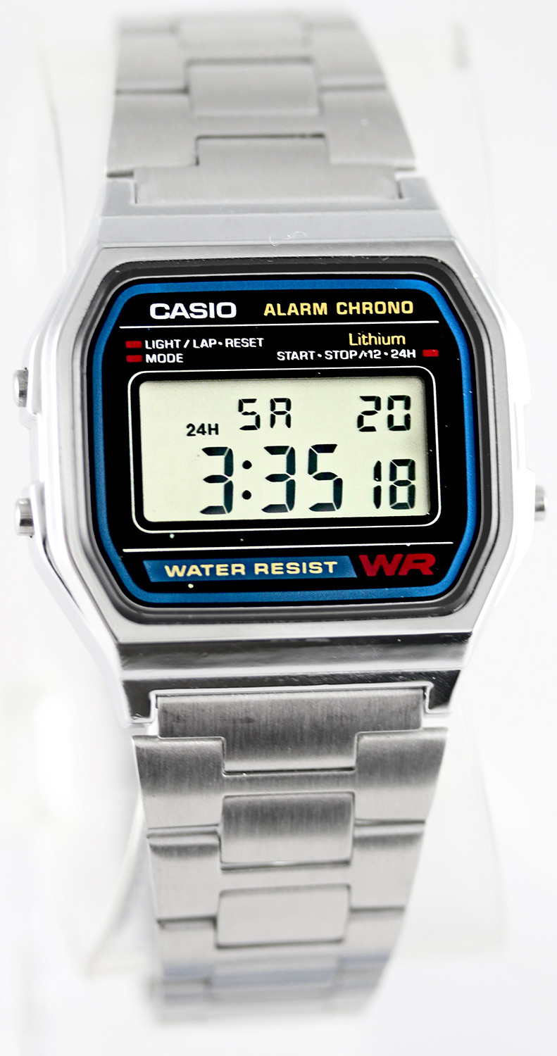 Casio A158W-1 Digital Steel Band Watch Stainless Alarm Stopwatch Casual New