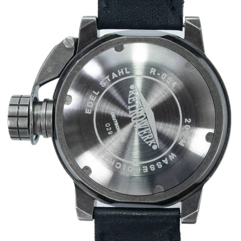 Working Condition RETROWERK Retro Watch Quartz Men’s R 004 Black Silver Marine R