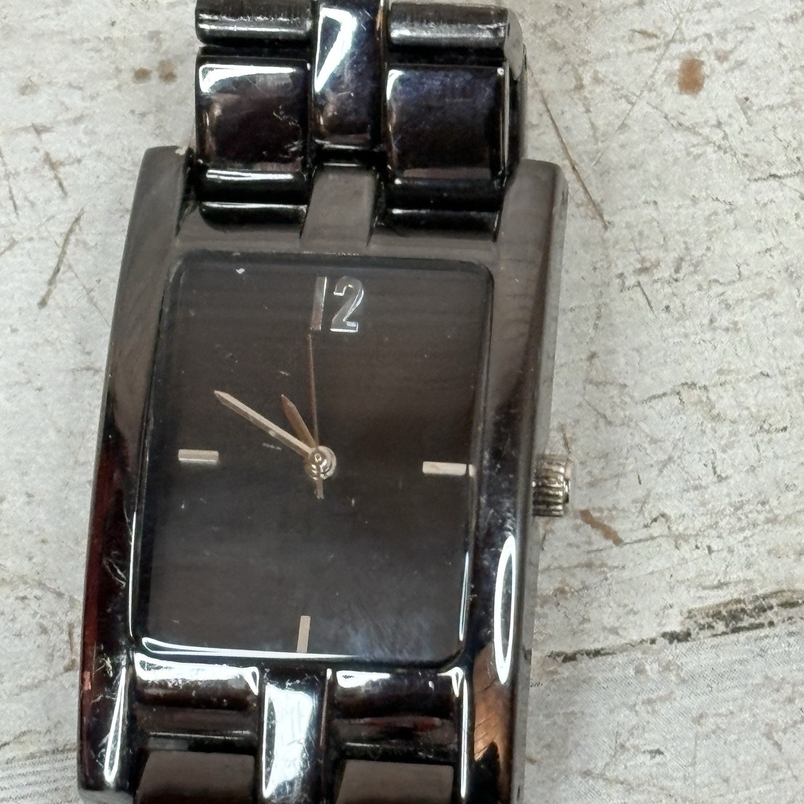 Lot Of 2 Rectangular Watches Guess Anasteel 2005 & Allude Black *Read