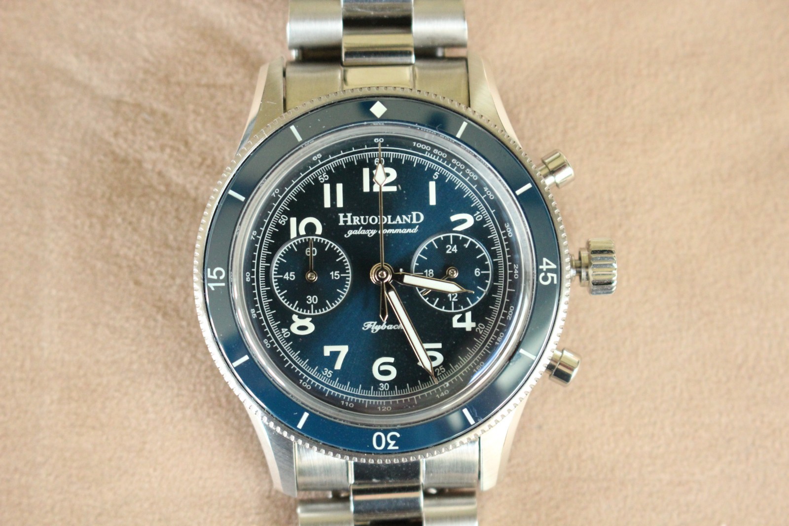 NASA SPACEPORT TRAINING FLIGHT SURGEON BLUE DIAL CHRONOGRAPH WATCH PATCH BOX SET