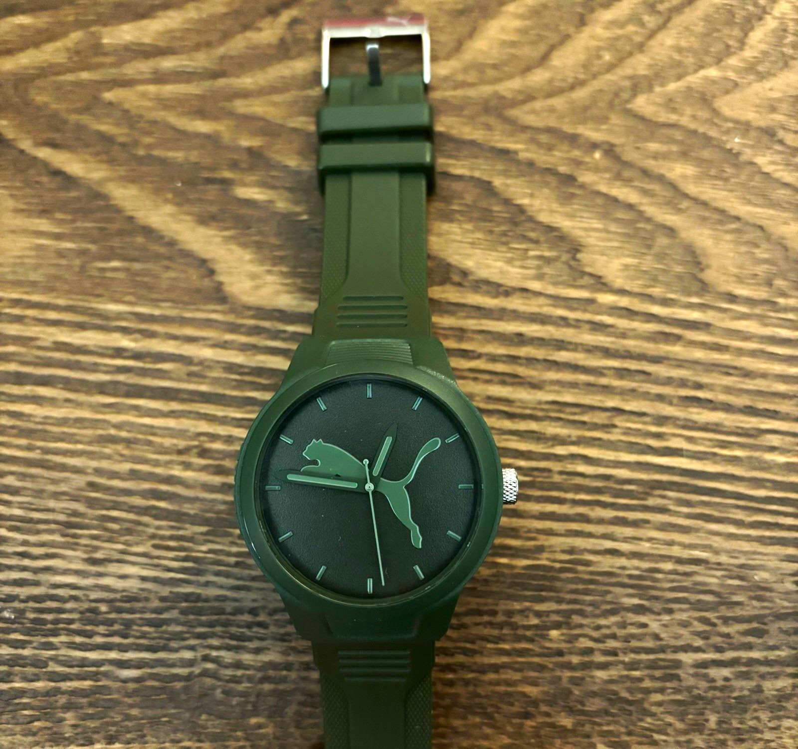 PUMA P5015 Quartz Analog 44mm Green Plastic Case Black/Green Dial *New Battery*