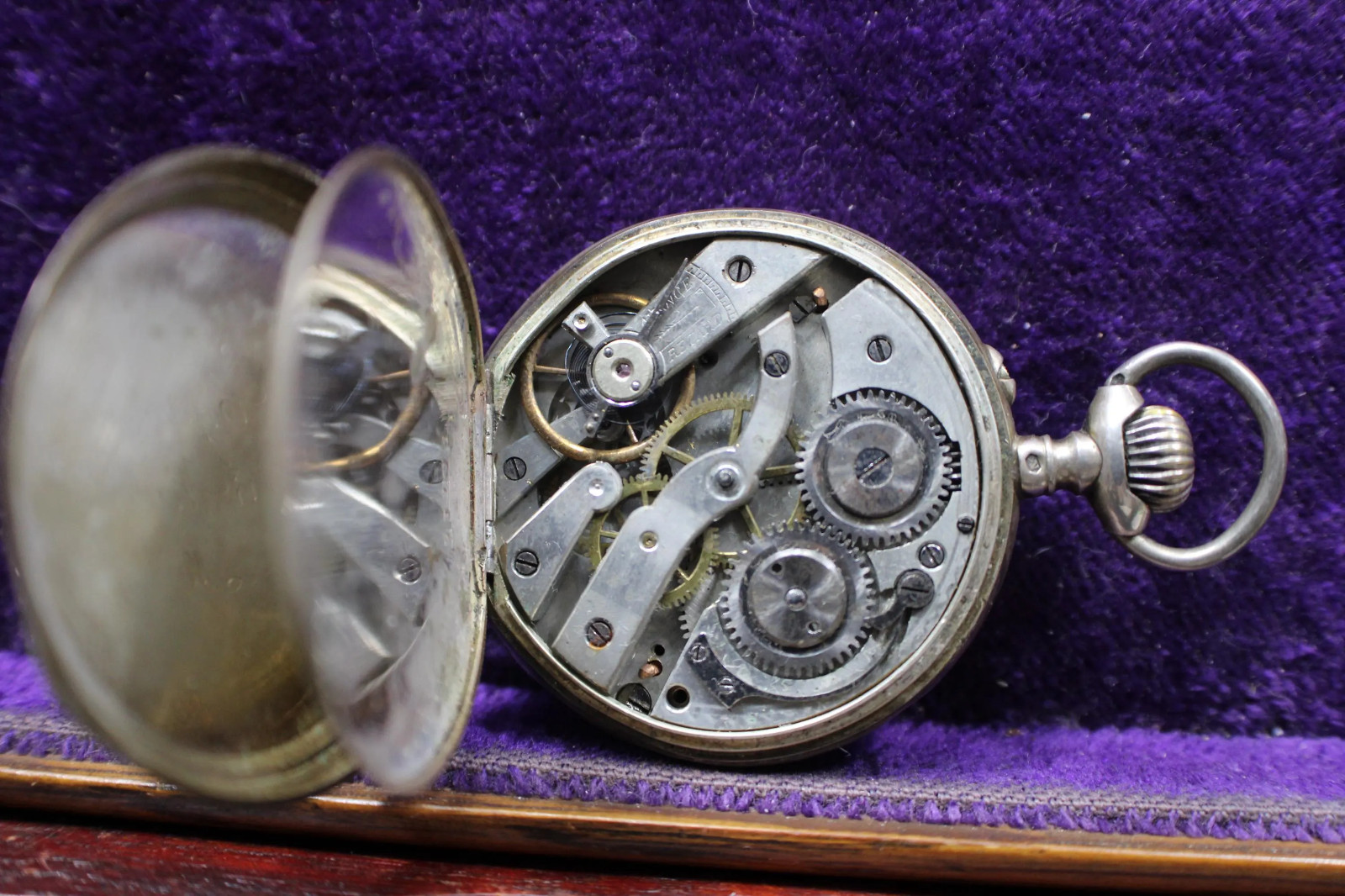 1800s cylinder escapement silver type case open face pin set pocket watch #28
