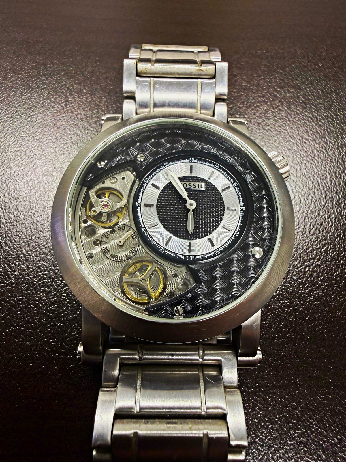Fossil Twist Arkitekt Men’s Automatic Skeleton Watch Stainless Steel 45mm ME1071