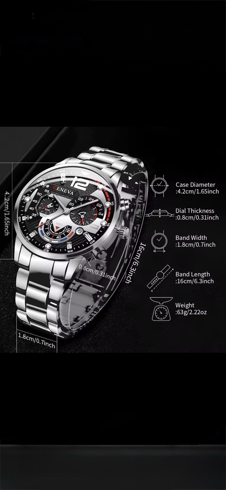 Quartz Men’s Analog Watch Stainless Steel Band
