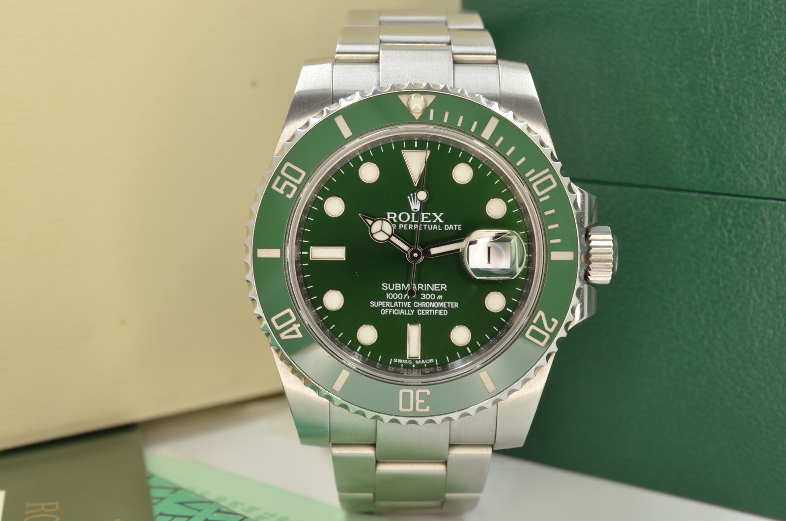 Rolex Submariner Date “Hulk” 116610lv 40mm 2012 with Box and Papers