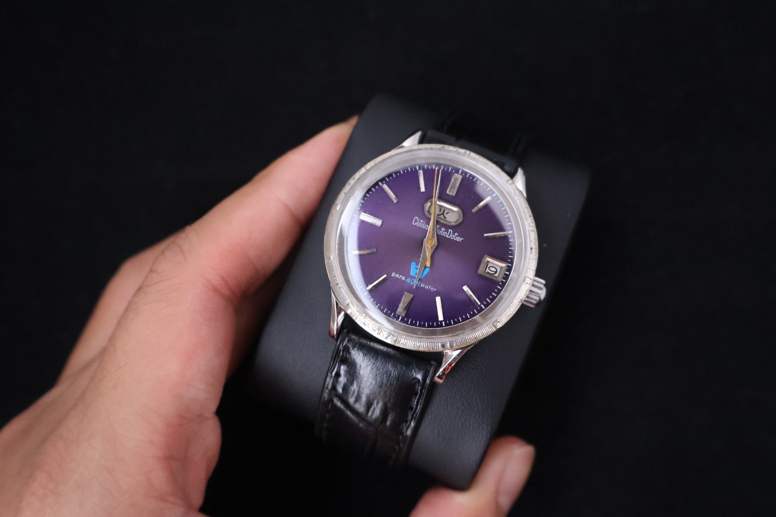 Serviced Rare Vintage 1965 Citizen Auto Dater Purple Dial 19 Jewels