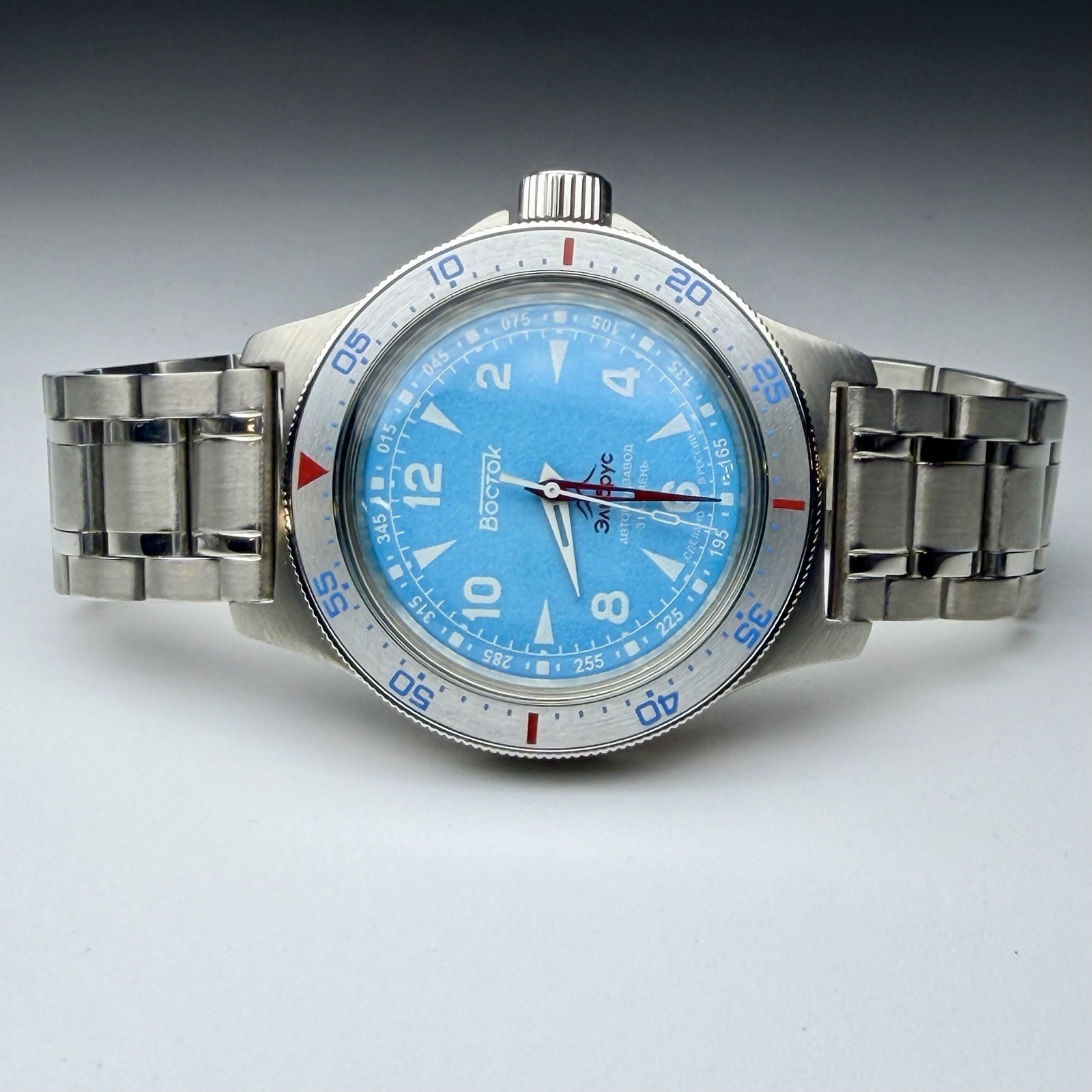 Vostok Amphibia Automatic Watch Elbrus Mountain Light Blue Limited Ed. 74044V
