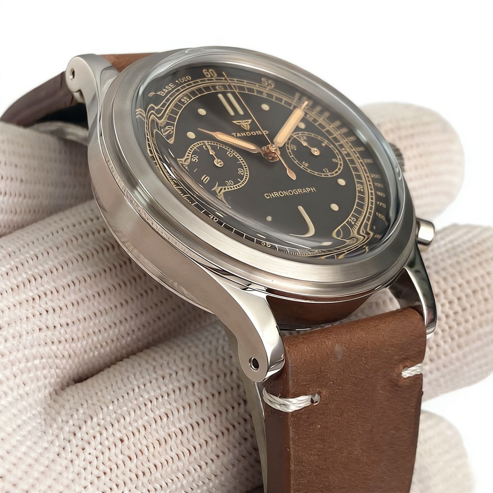 Tandorio 38mm Silver/Rose Gold Quartz Chronograph Vintage Watch For Miyota OS20