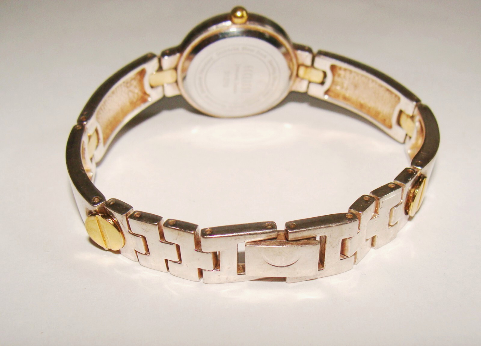 Ecclissi Sterling Silver 2-Tone 46.9g #31270 Nail Head Bracelet Watch 7.25″