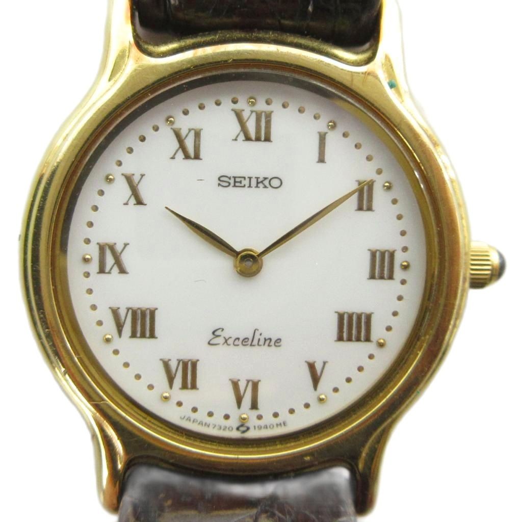Seiko 7N29-7A20 Quartz Mens Watch 30mm Gold Stainless Steel AB Condition
