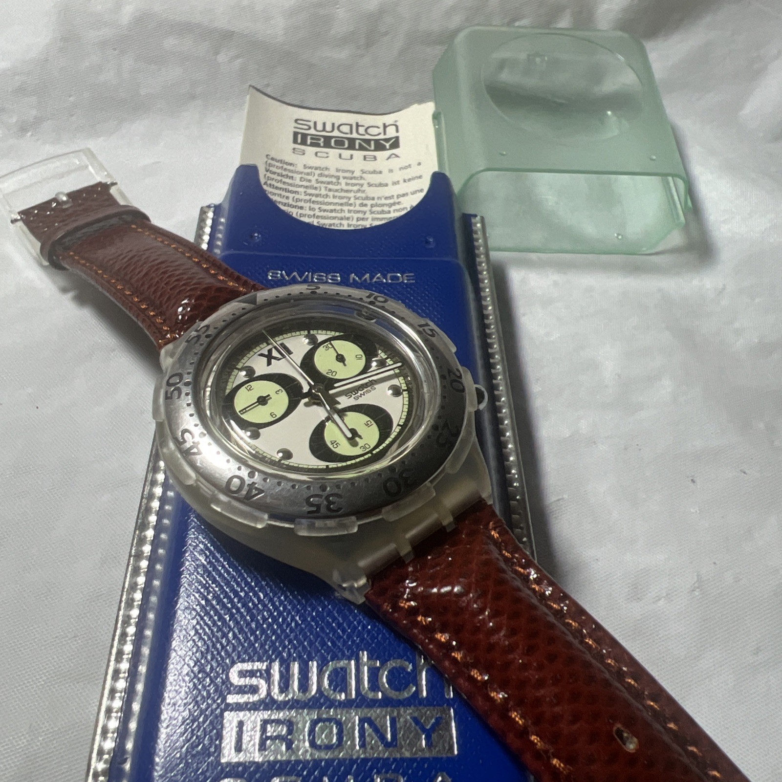 Swatch AquaChrono Watch OVERBOARD SBK105 w/ Case & Papers 1995 NOS Gents