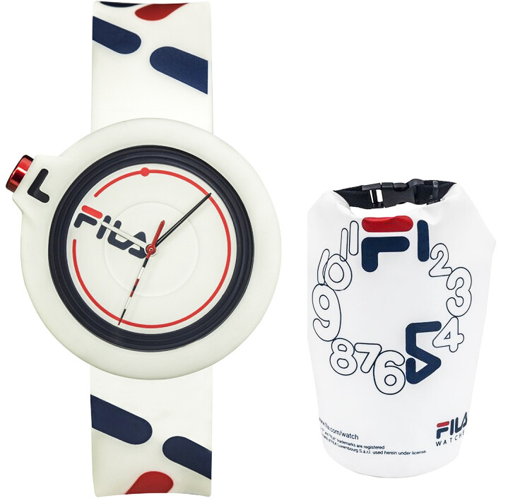 FILA Puffy Watch In White Rubber Silicone + Gift Sport Bag
