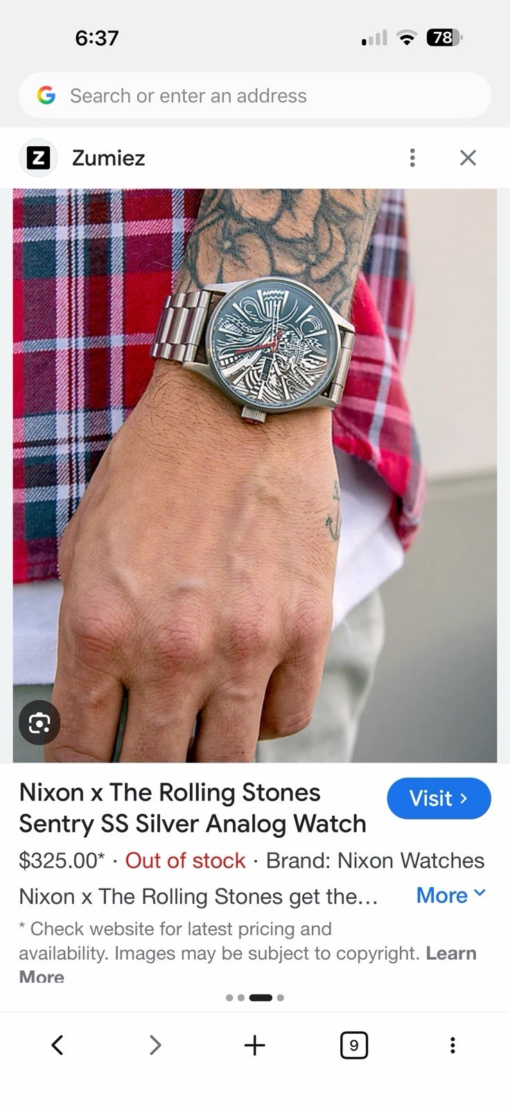 NWT Nixon Rolling Stones Watch Sentry Black silver A1353-001-00 In Box