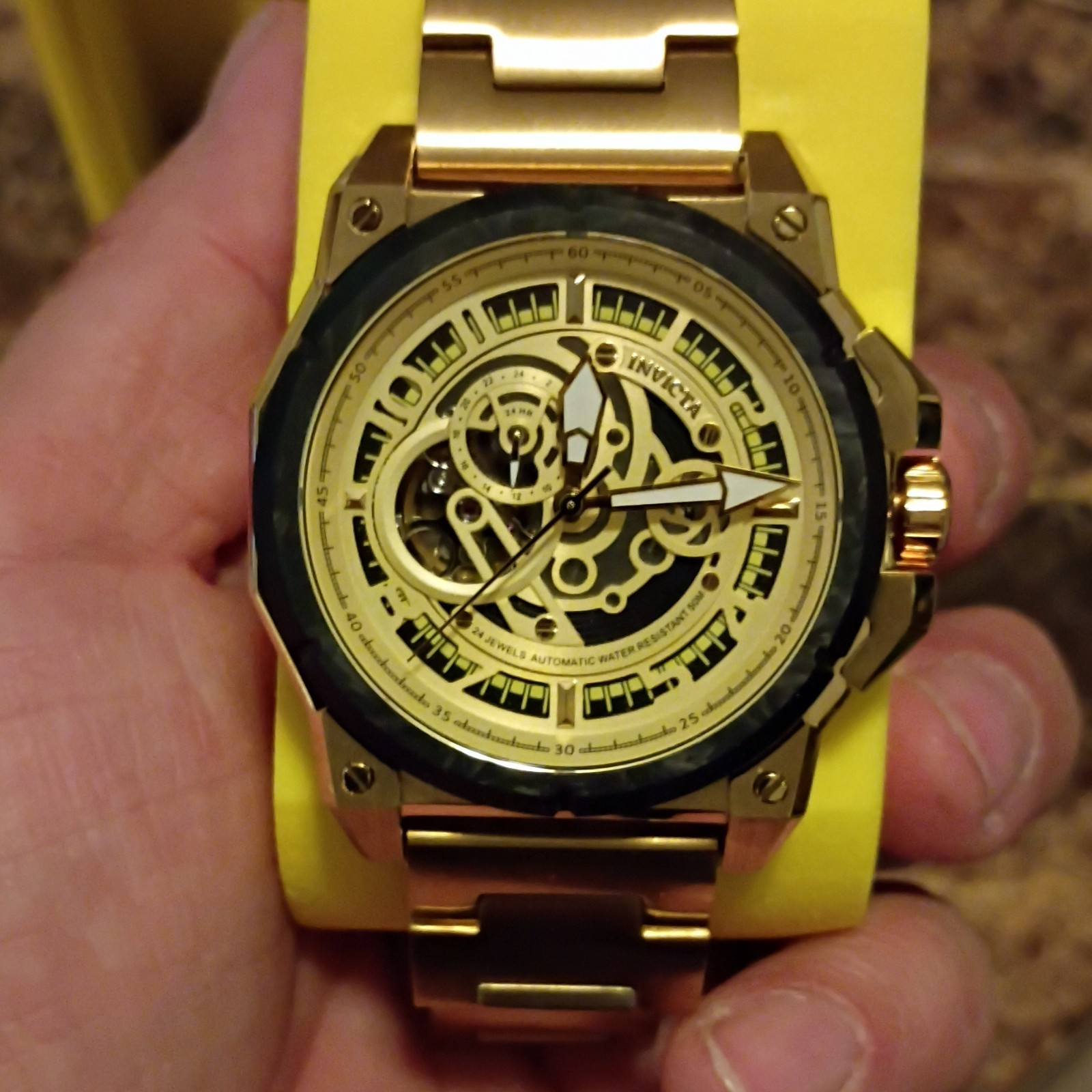 Invicta S1 RALLY Skeleton Dial Gold Tone Nh39a Movement 43mm 69509