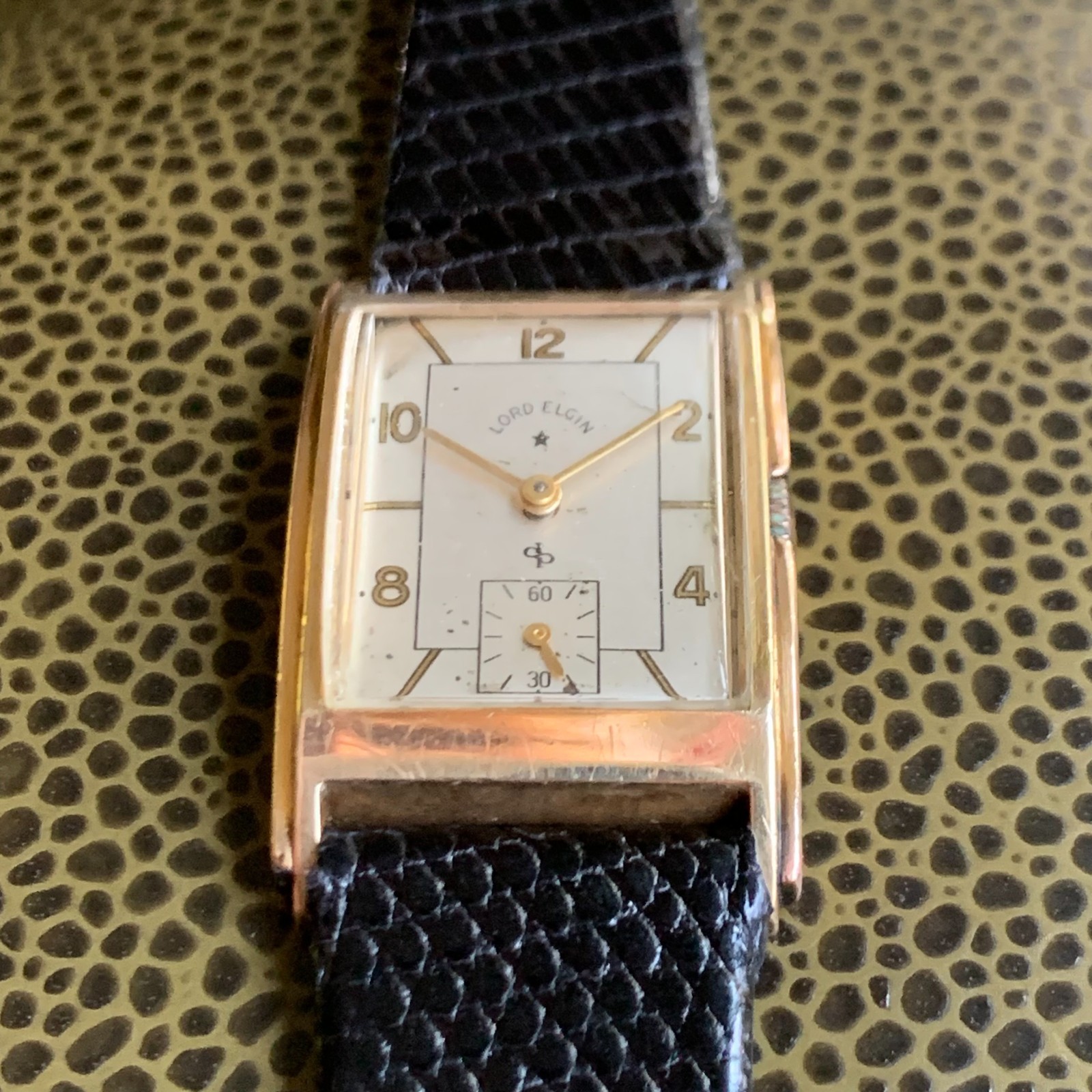 1946 Lord Elgin Grade 559 Two Tone Rose & Yellow Gold Filled Art Deco Wristwatch