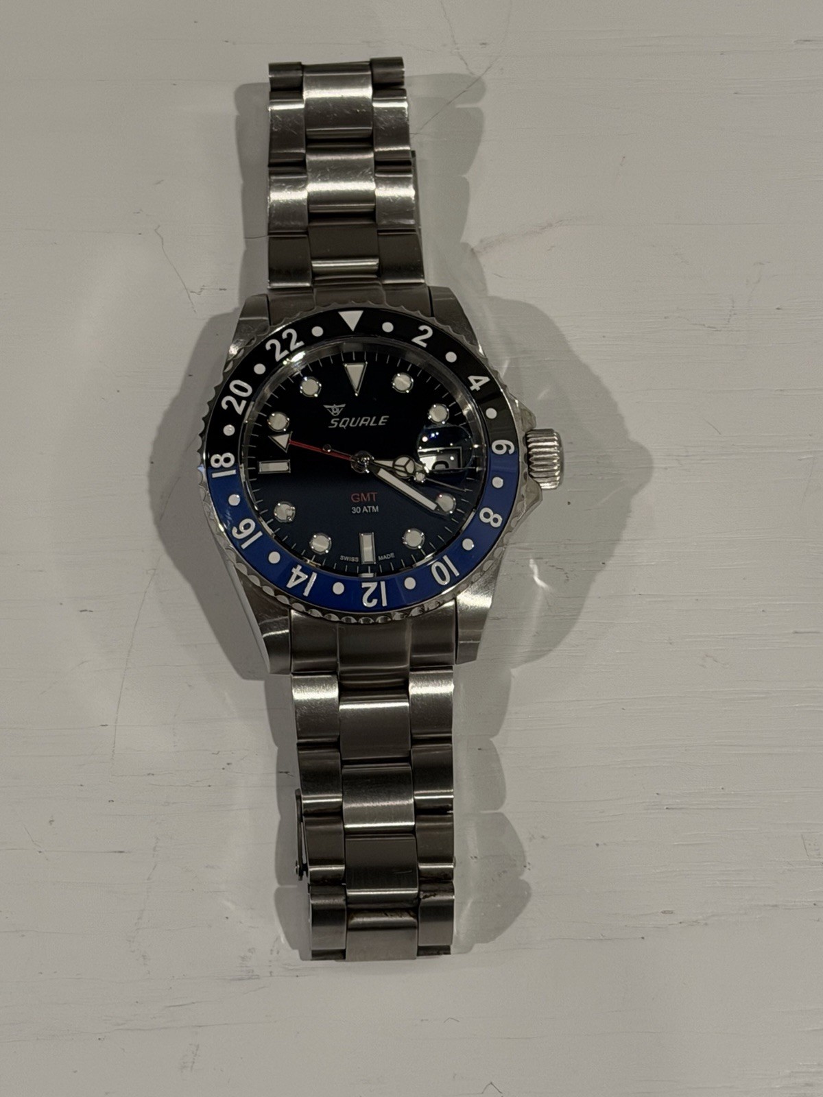 Squale 1545 GMT 30Atmos “Batman”Ceramic Black Dial Black/Blue Bezel