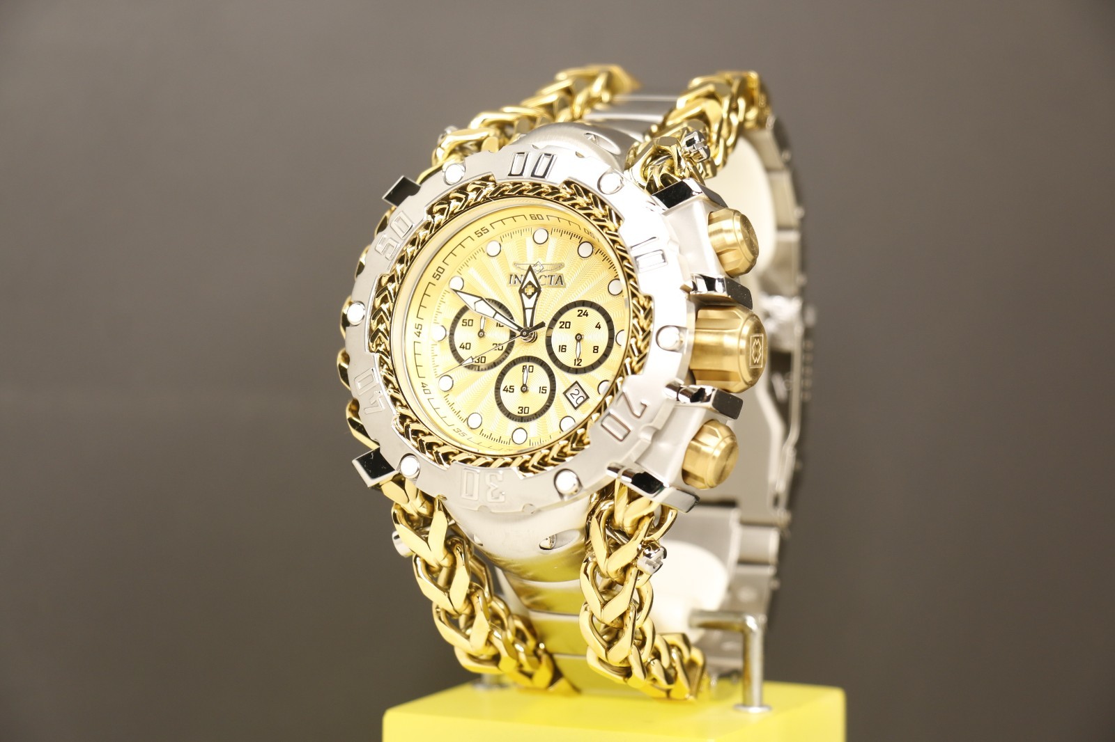 Invicta Gladiator Men’s Watch 58.3mm, Gold, Steel 48190, Gold Silver tone