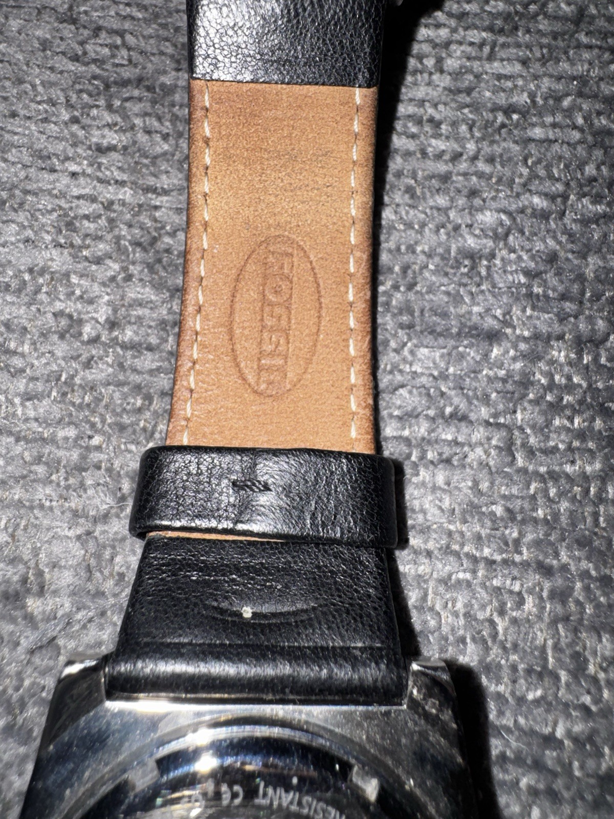 Fossil JR-8003 Men’s Quartz Green Dial Square Watch Black Leather Strap 50m Box