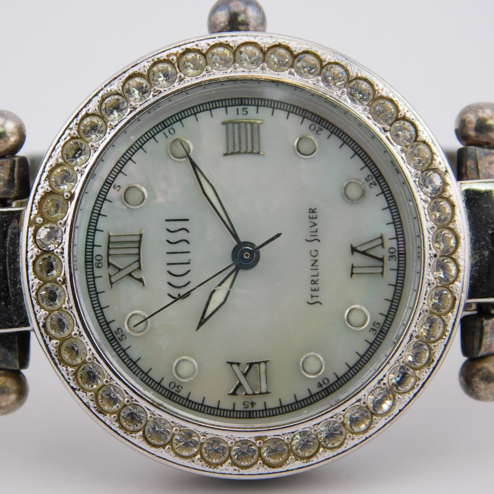 ECCLISSI 22340 925 Sterling Silver Quartz Analog Women’s Watch Sz.6″ New Battery