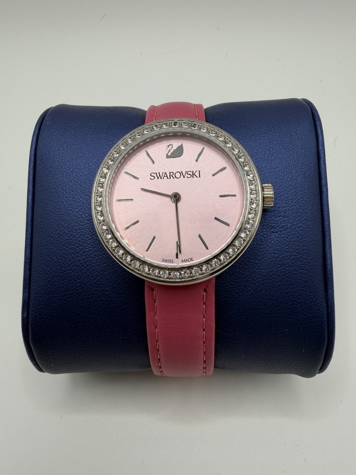 Swarovski Women’s Swiss Made Quartz Analog Pink Dial Crystal Bezel Watch