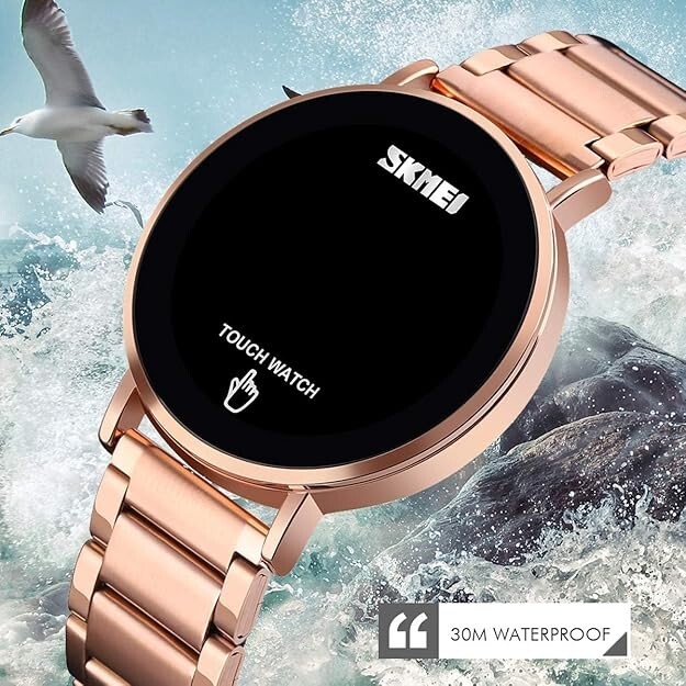 Gosasa Touch Screen Digital LED Waterproof Men Womens Sport Casual Stainless