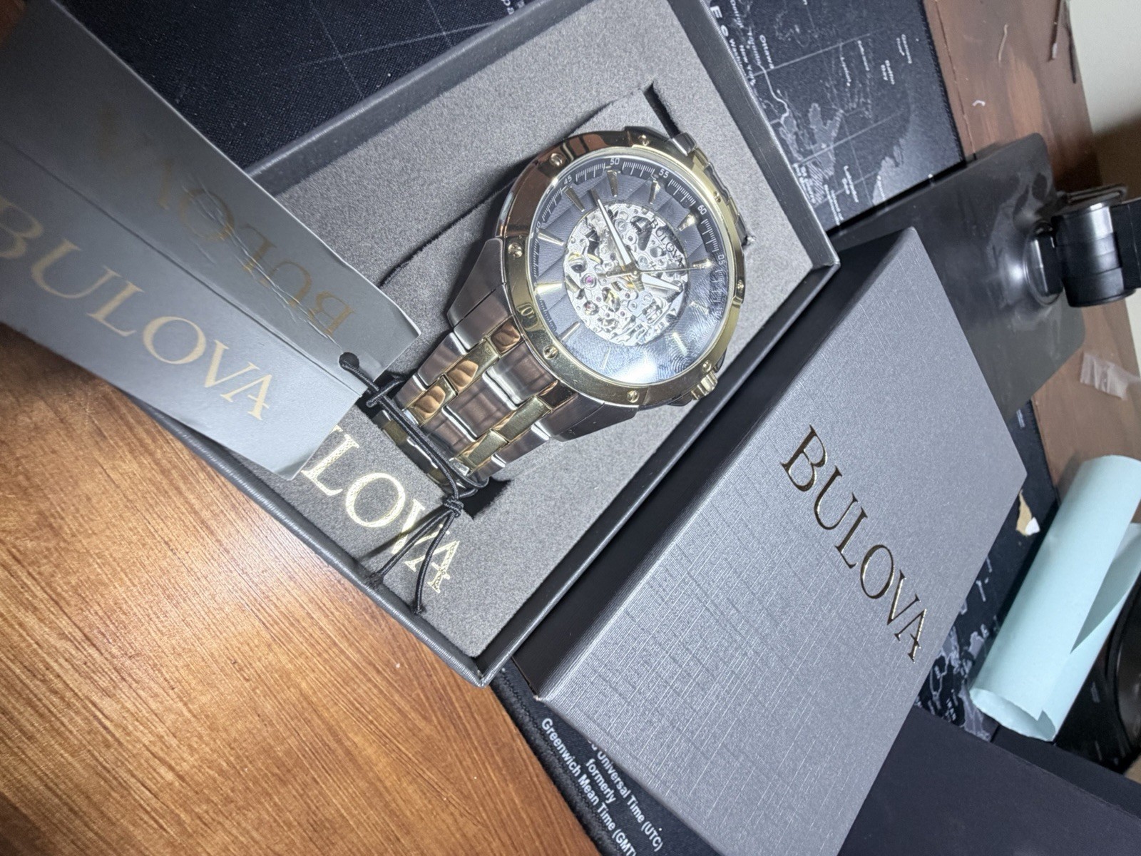 Bulova Automatic two tone Watch 43 MM 98A146 authentic