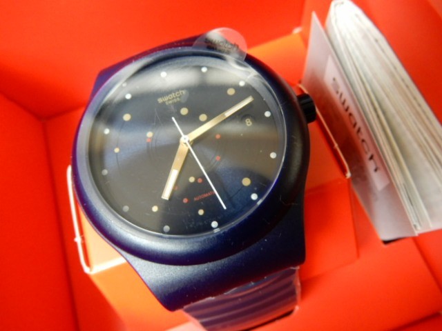 SISTEM SEA FLEX! Sistem 51 Automatic Silicone Swatch/Glow Hands/DATE! NIP-RARE!