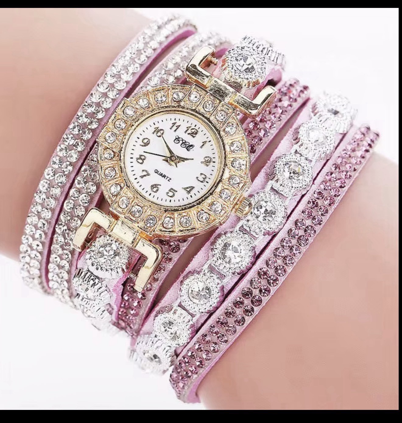 Wal-Joy Women’s Quartz Rhinestone Wrap Bracelet Watch Analog 12-Hour Dial
