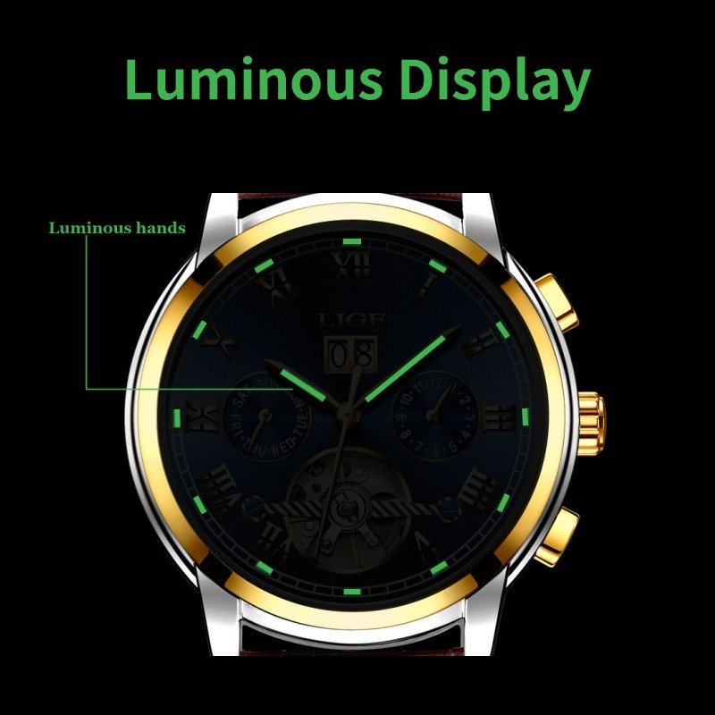 🔥Luminous Men Watch Automatic Mechanical Date Waterproof Man Daily Wristwatches