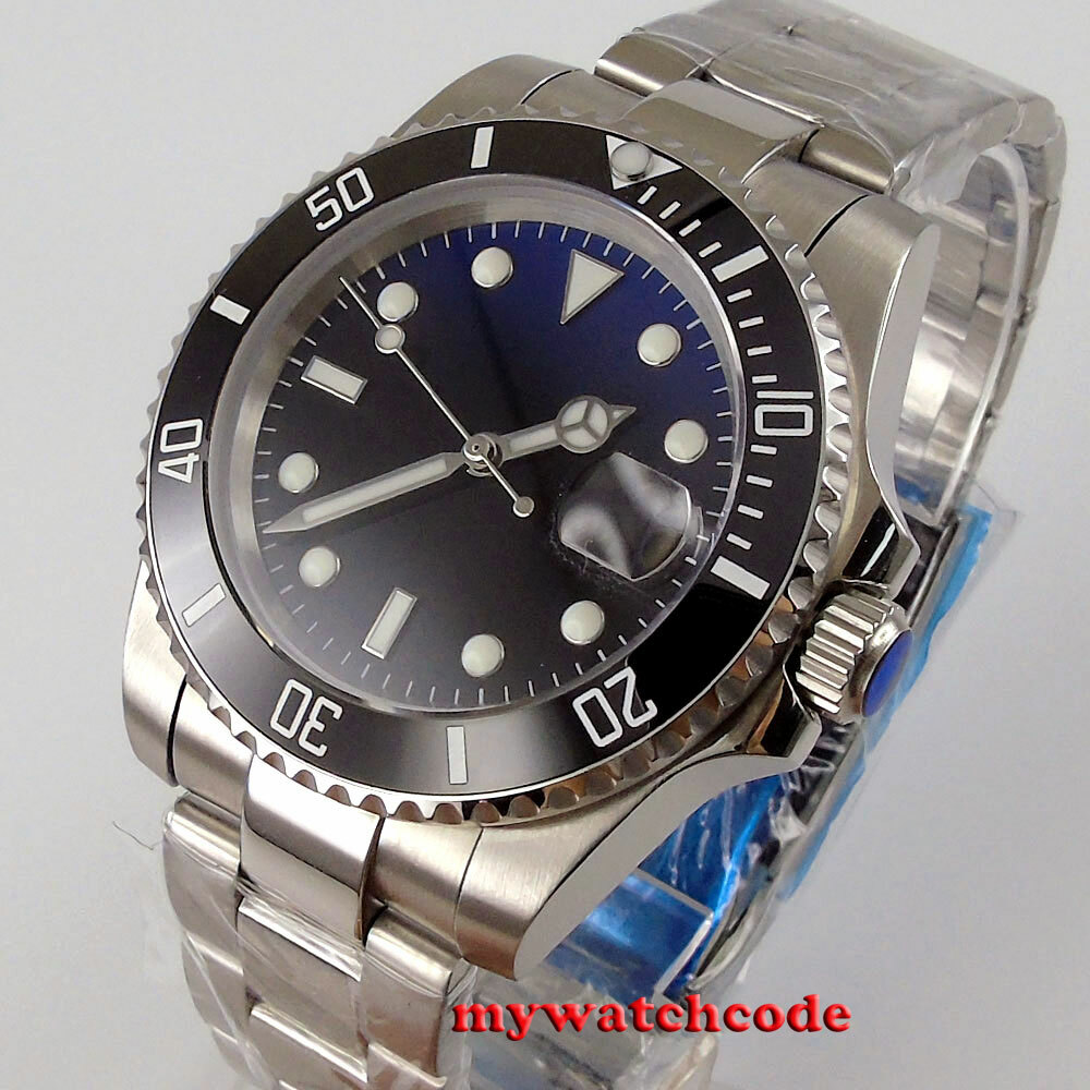 40mm BLIGER Blue Fade Dial Ceramic Bezel NH35A Automatic mens Watch Sapphire