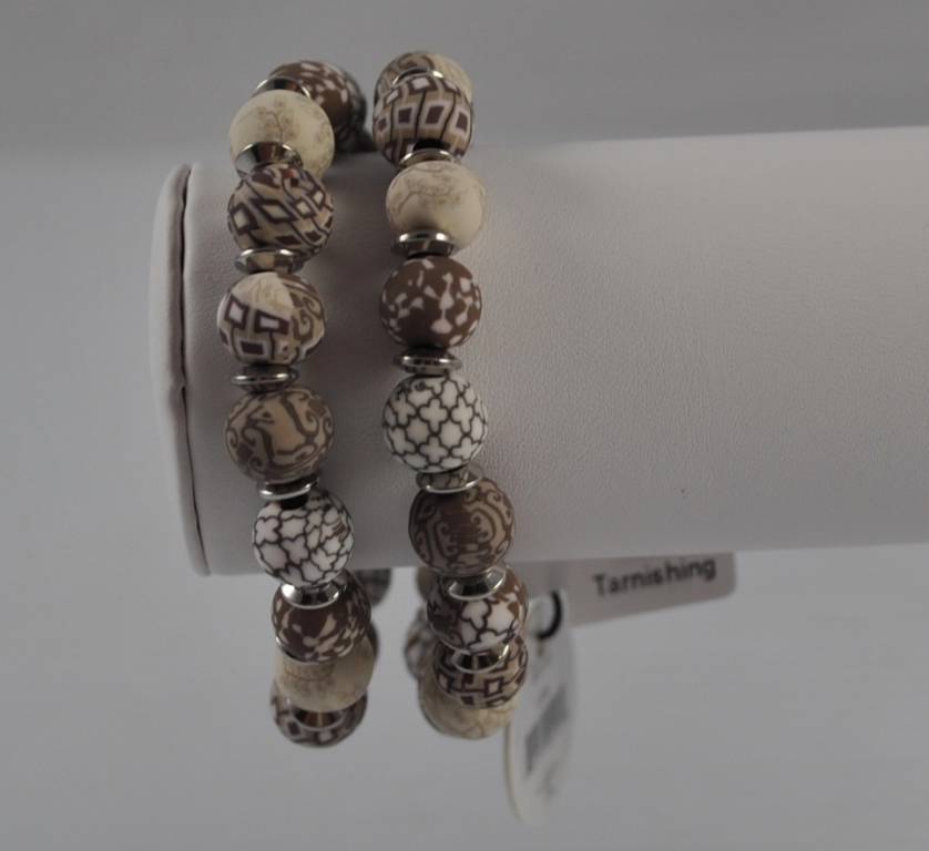 Jilzarah Latte Round Watch Polymer Clay Beads Handcrafted Artisan Jewelry P3