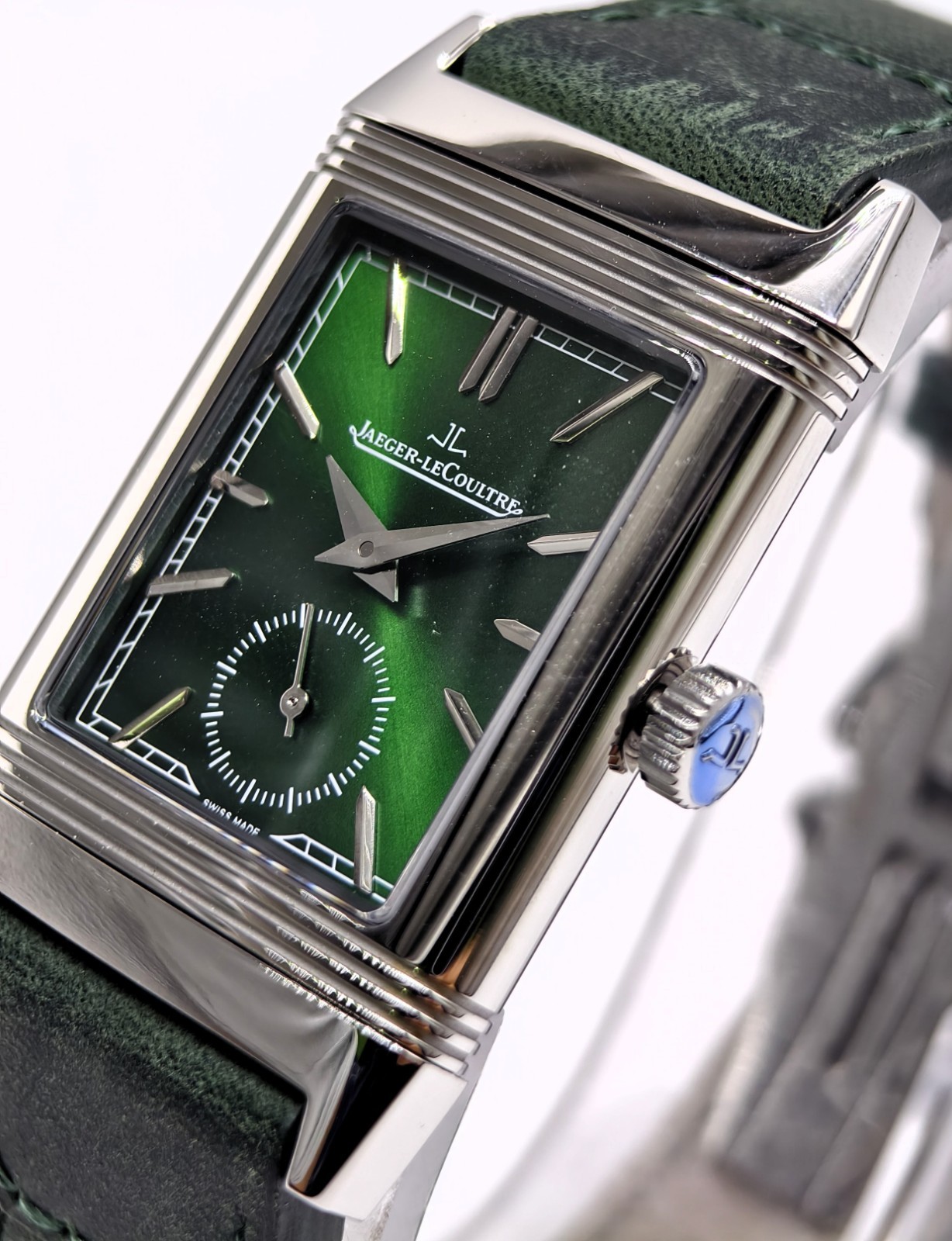 Luxury Jaeger Lecaultre Reverso Green Sub Dial Quartz Men’s Wrist Watch Pen