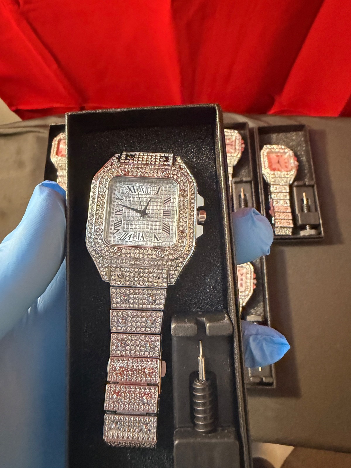 Men’s lab created gemstone watch