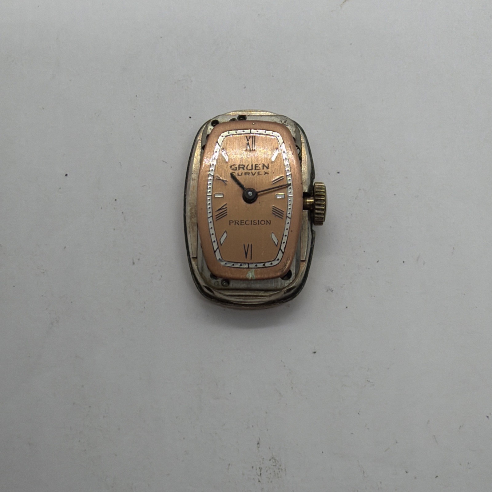 Vintage Gruen Precision Curvex Rose Gold Filled Ladies Wrist Watch In Box Runs￼