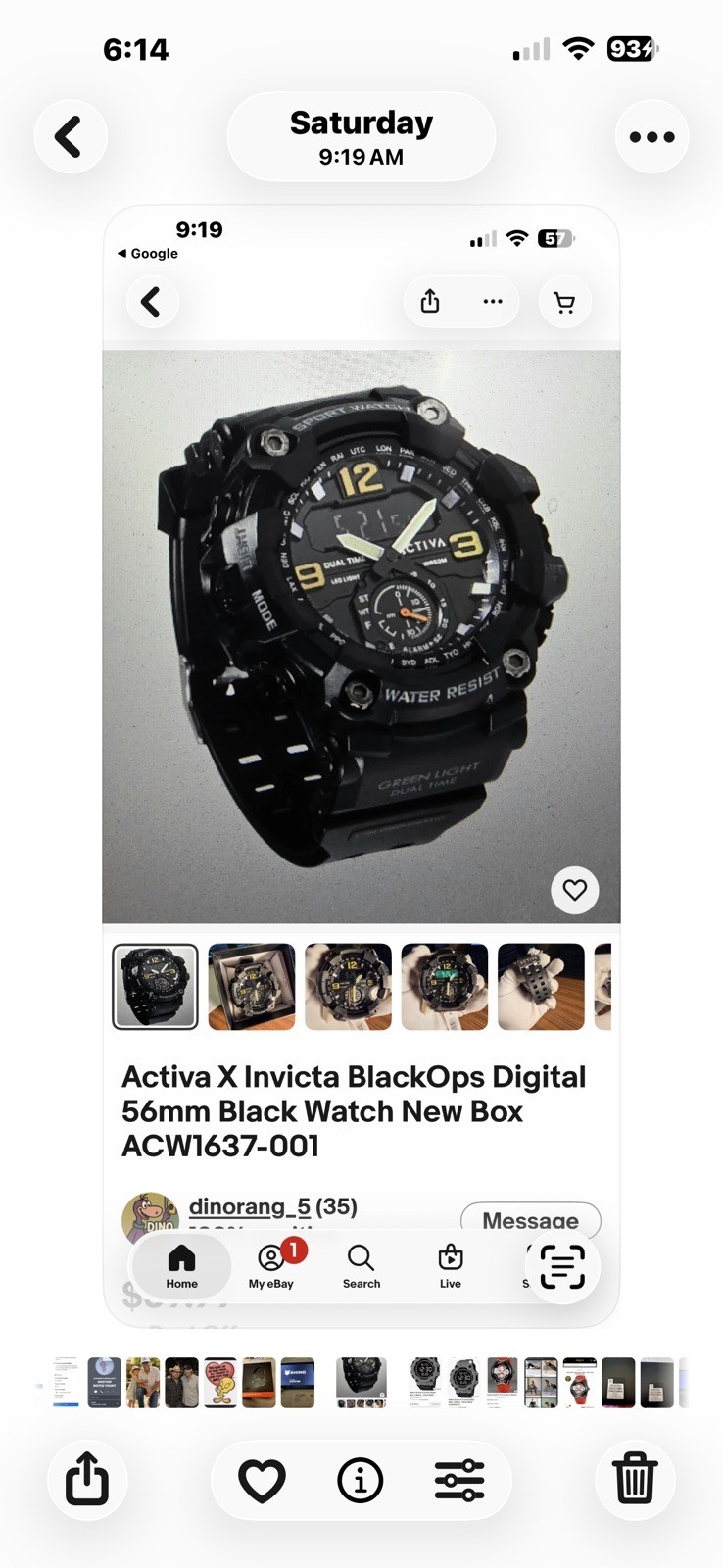 Activa Black Ops Men’s Analog/Digital Quartz Water Resistant Black Resin 52mm+