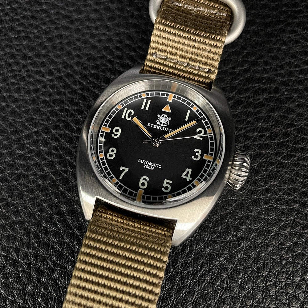 STEELDIVE SD1907 Mens 36mm 200M Automatic Dive Watch NH35 Sapphire Steel