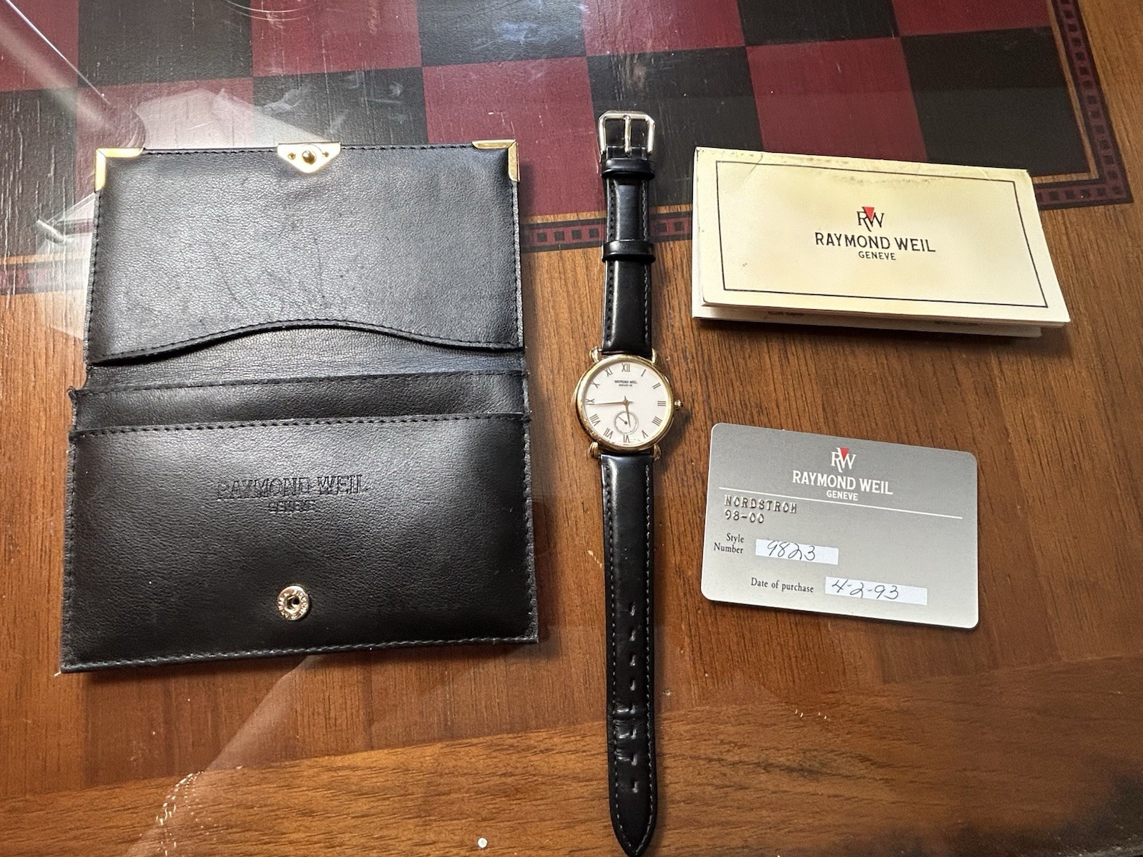 Raymond Weil Geneve 9823 Quartz Men’s Dress Watch With Papers, Case, 18K Gold