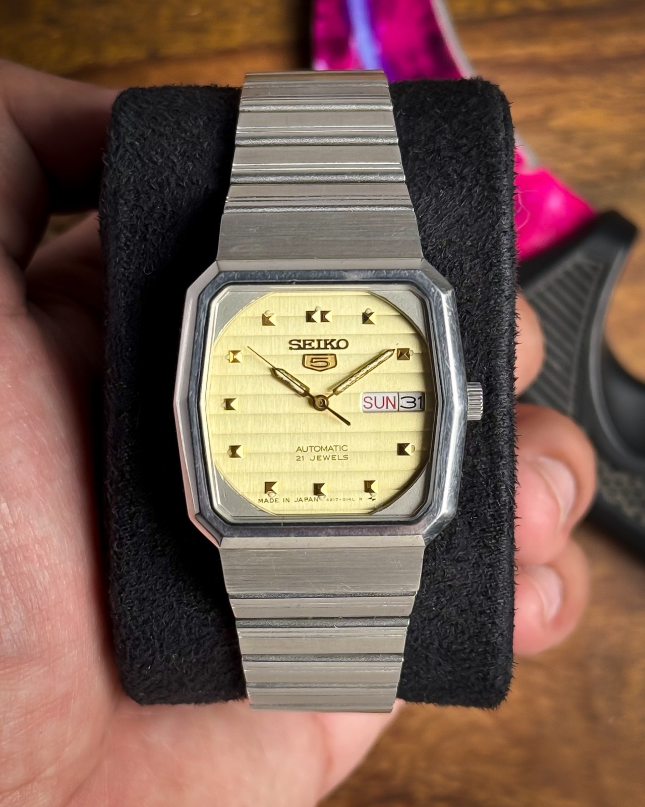 1990 SEIKO 5 ✨🥂 Gradient Horizontal Textured Dial 🌟 21J Auto Cal. 4227 ⚙️🇯🇵
