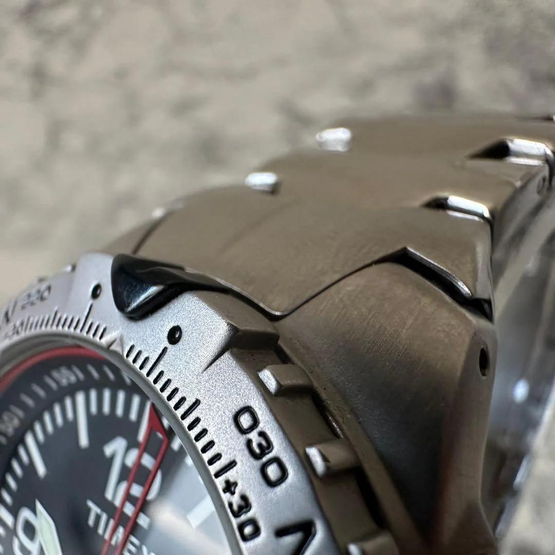 TIMEX Indiglo Compass Quartz Stainless Steel 1.65in Black Dial Watch