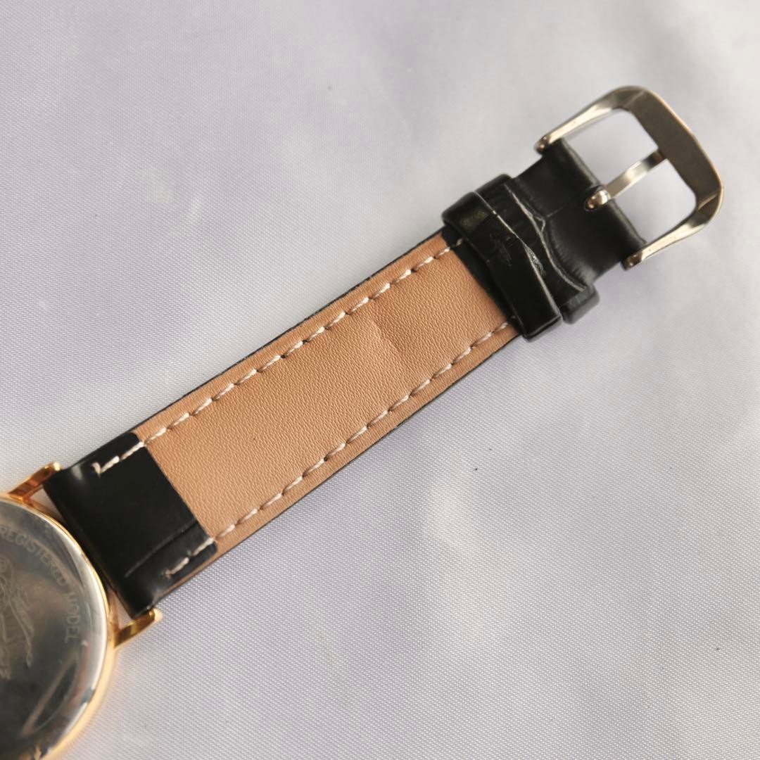 BURBERRY 34mm Gold Shell Dial Black Belt Watch