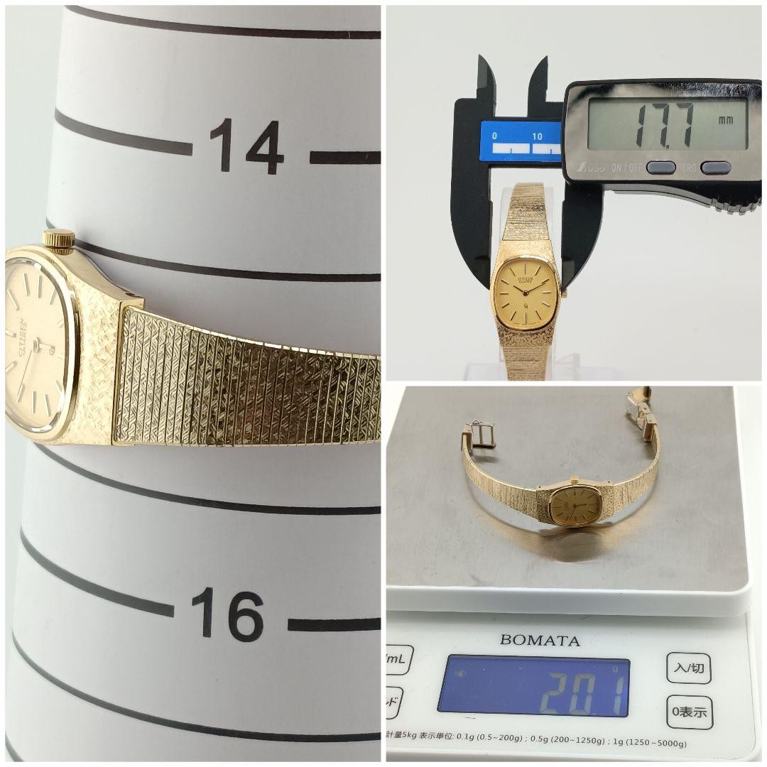 Working condition, new battery. CITIZEN gold watch, oval shape, ladies'