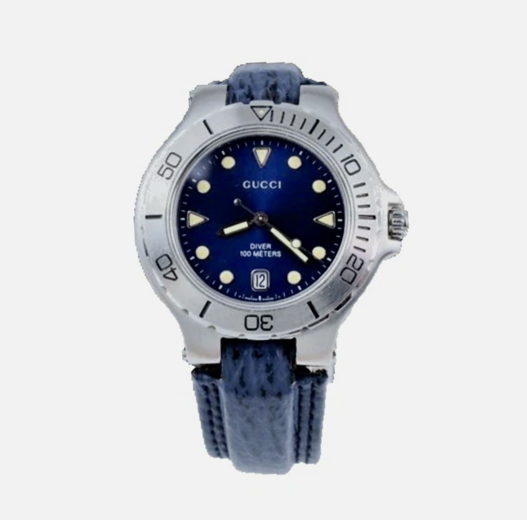 GUCCI 9750M Men’s Dive Watch Quartz 38mm Blue Dial w/Original Box